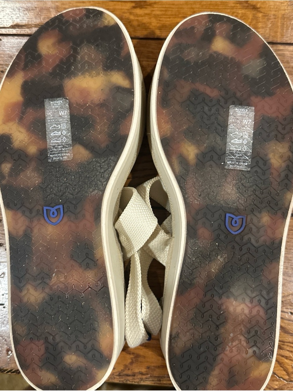 ROTHY'S LIGHTWEIGHT WEDGE SUMMER SANDAL / BEIGE SALT CREAM / SIZE 7/ NWOT - Picture 9 of 9
